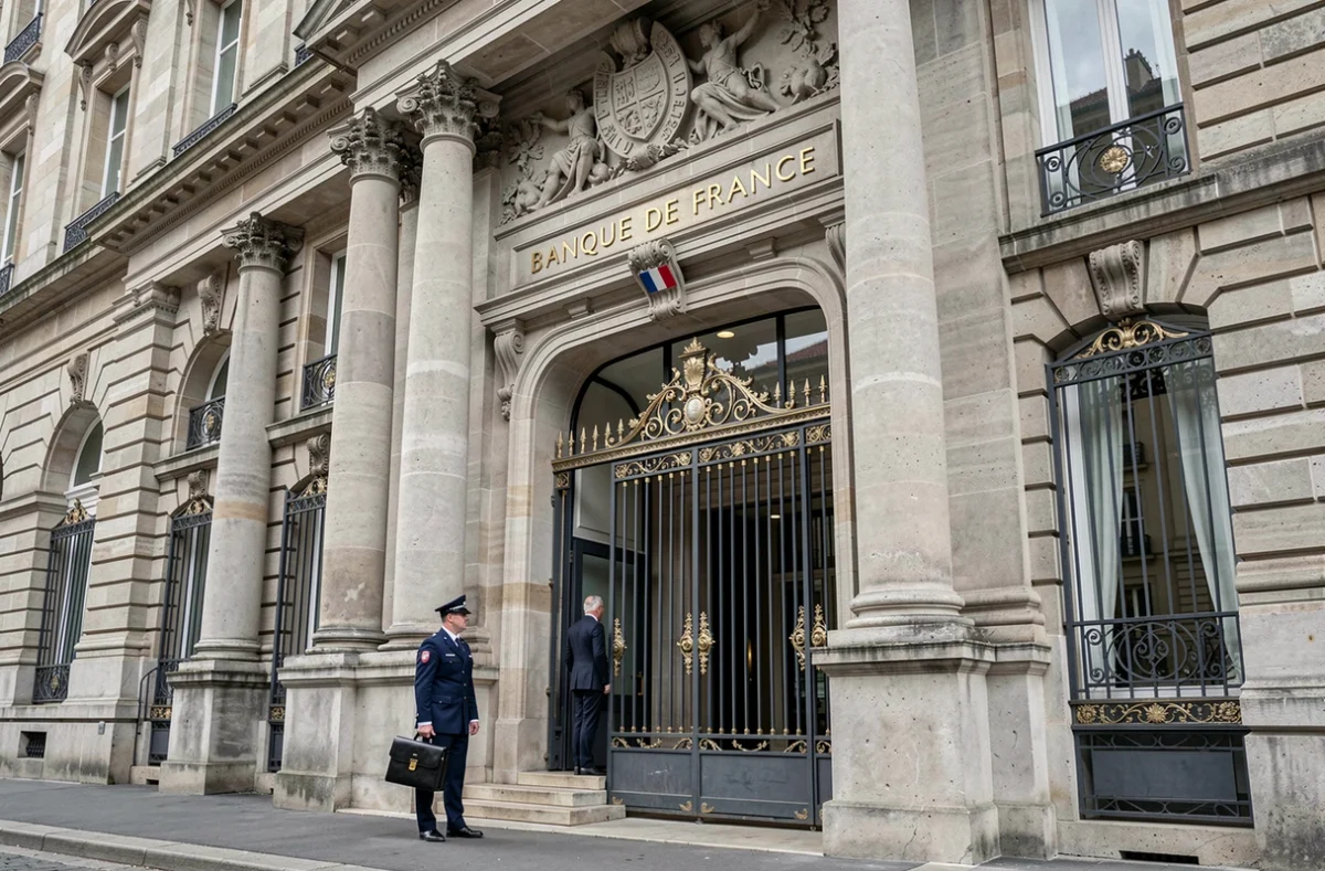 Façade imposante de la succursale régionale de la Banque de France à Dijon avec son architecture institutionnelle classique