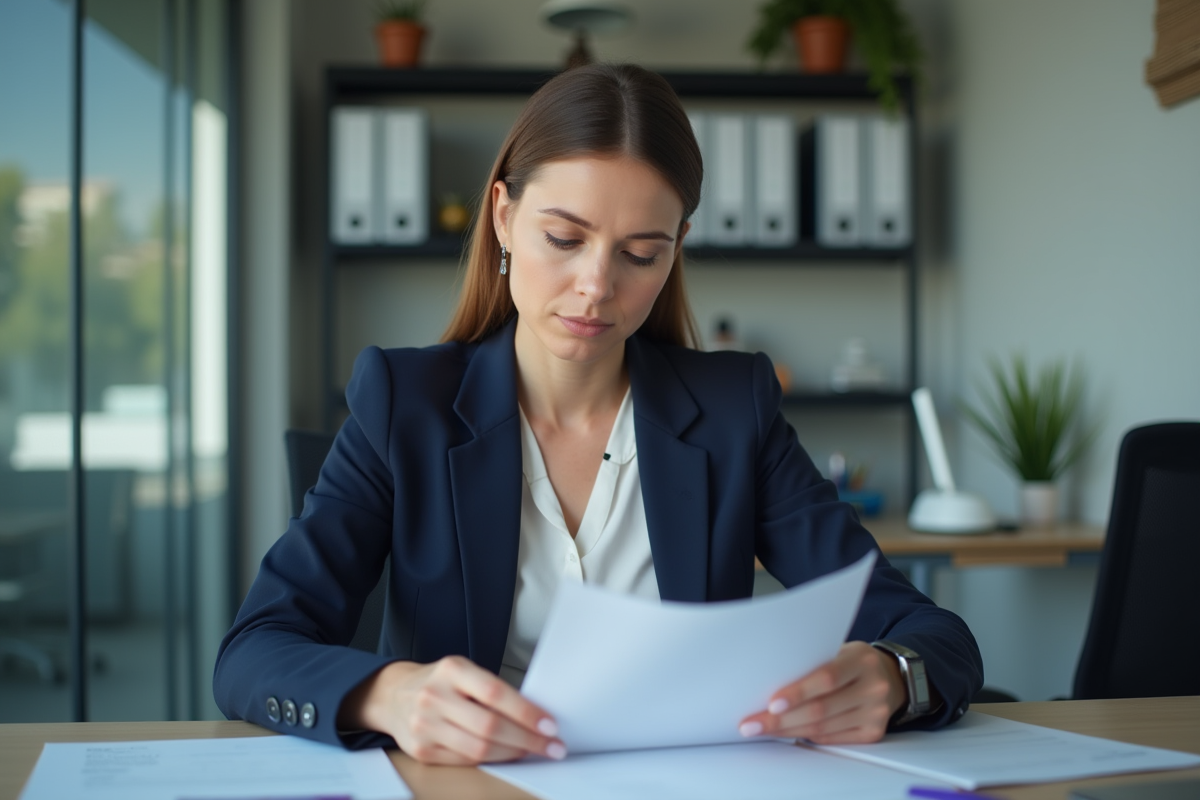 Femme d affaires en bureau professionnel concentrée