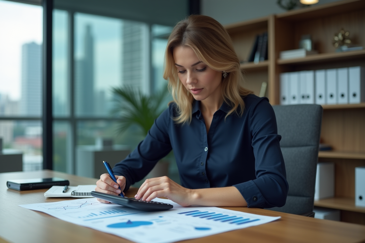 Femme d'affaires en réunion dans un bureau moderne