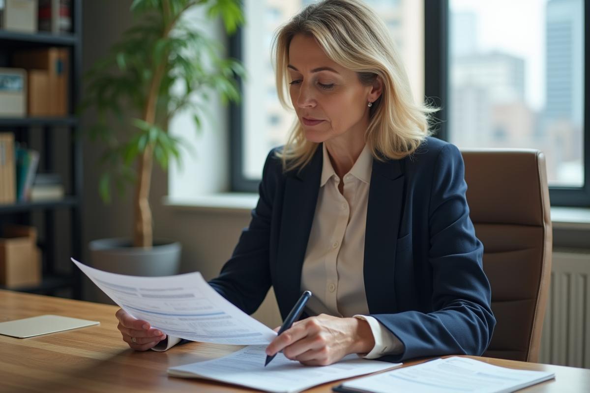 Femme d'affaires en réunion dans un bureau moderne