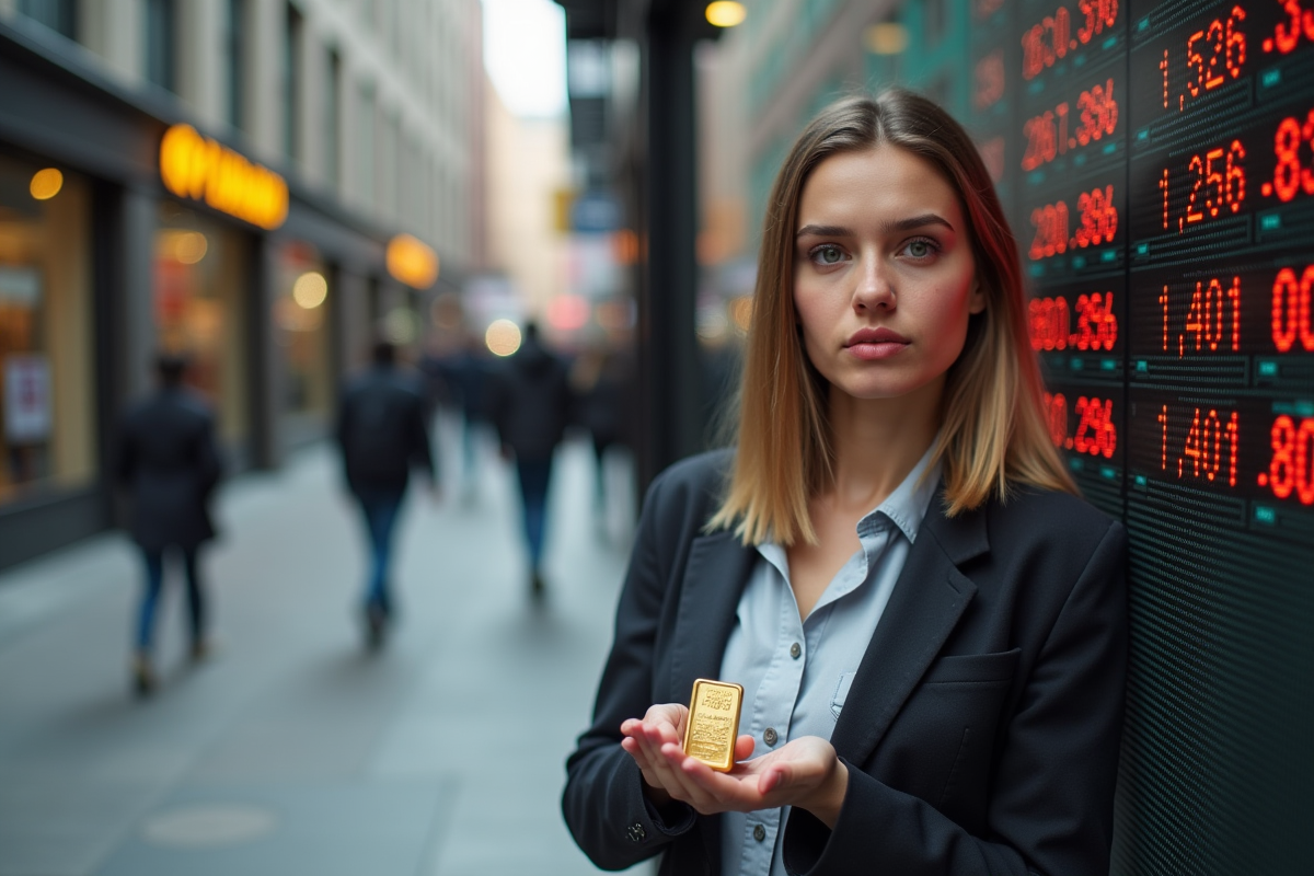 Jeune femme sceptique tenant une barre d