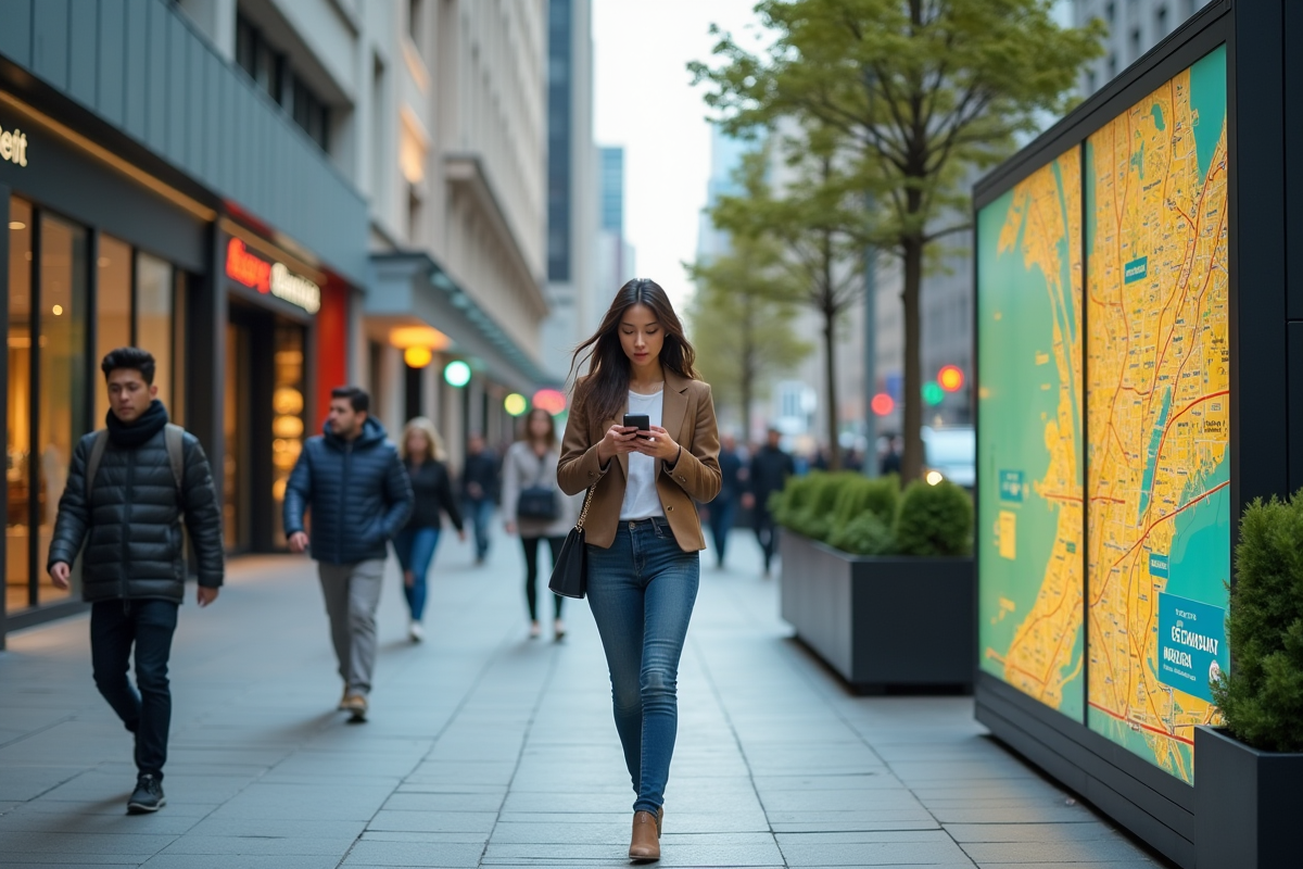 Jeune femme consultat son smartphone dans la ville