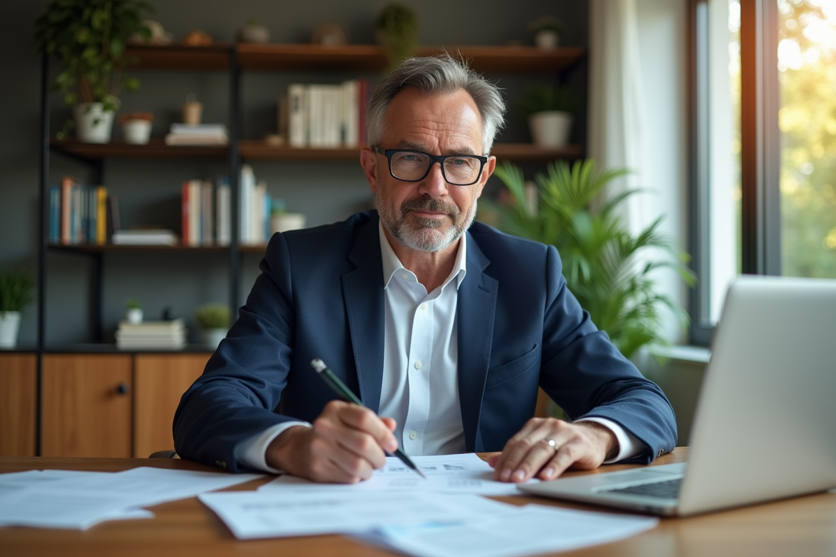 Homme d affaires en costume dans un bureau moderne