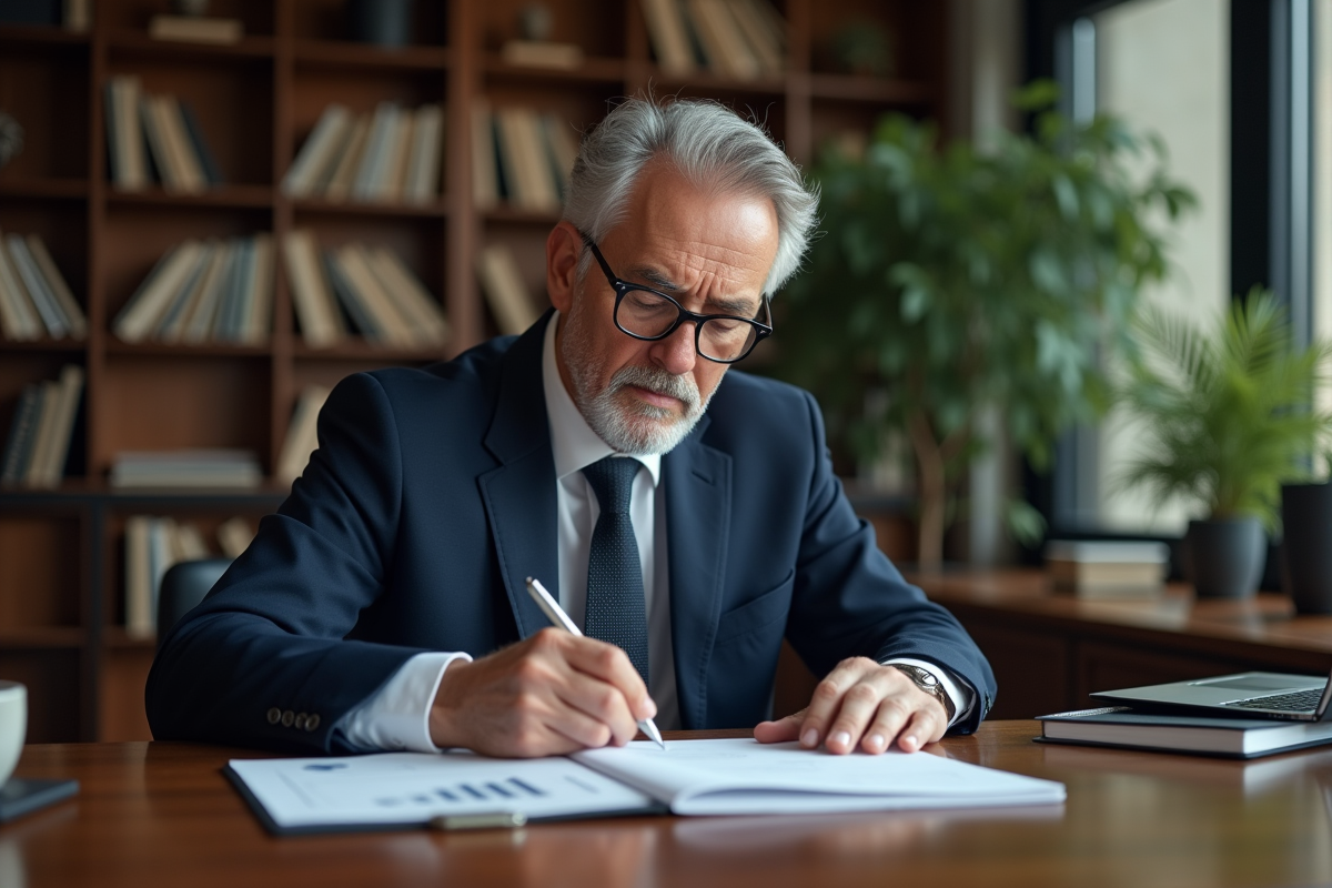 Homme d'affaires en costume dans un bureau professionnel
