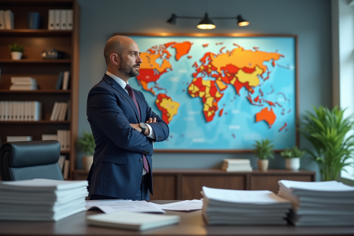 Homme d'affaires en costume dans un bureau moderne