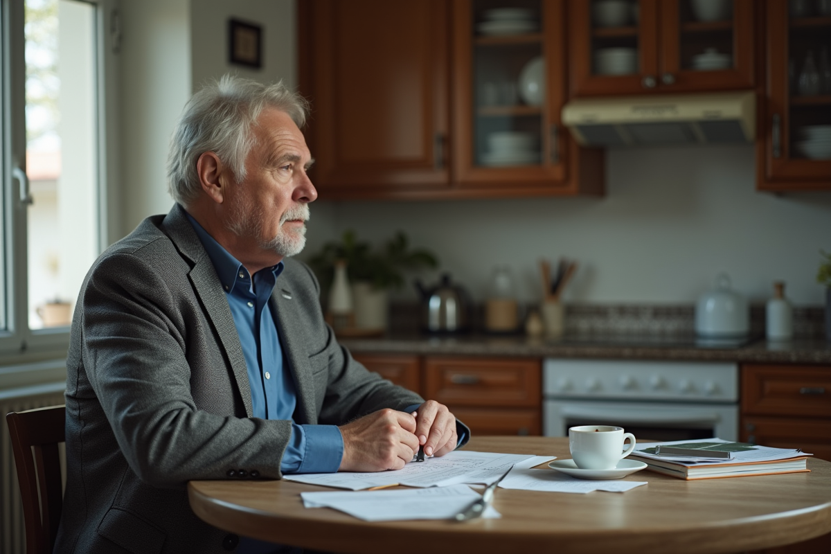 Homme d'âge moyen pensif à la maison