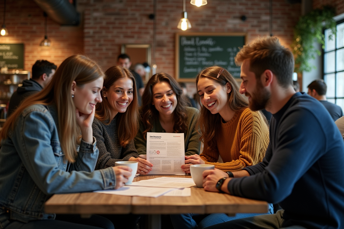 Jeunes passionnés de technologie discutant autour d un café